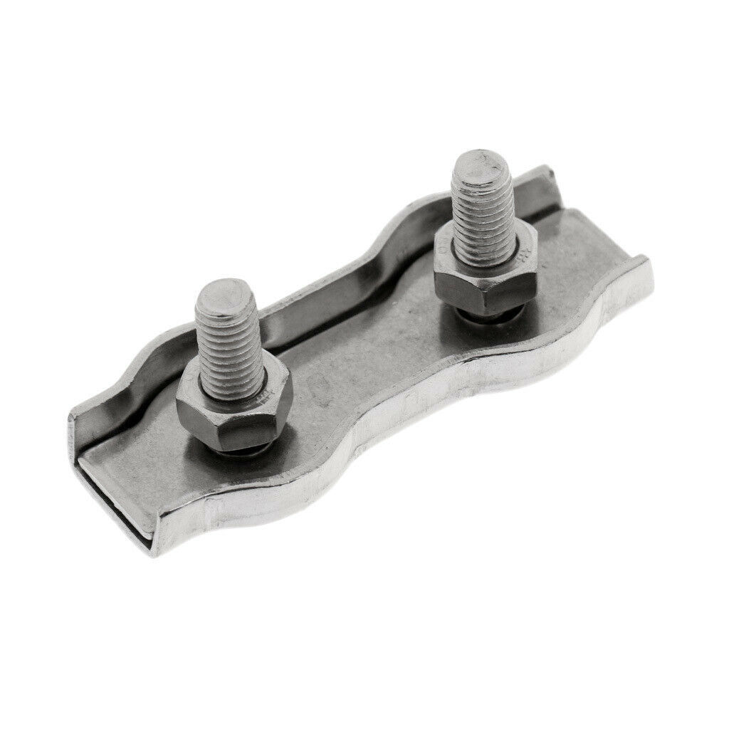 304 Stainless Steel Duplex Wire Clip 2-Post Bolt Rope Cable Clamp M8