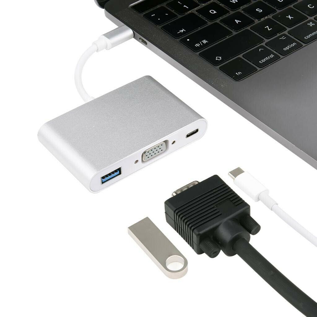 USB Type C Hub to VGA Adapter USB 3.0 Type-c Port Laptop Hub Power Converter