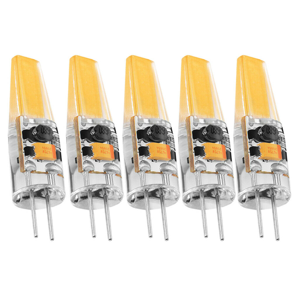 5 Pcs G4 3W Dimmable COB LED Light Bulb   12V Crystal Silicone Lamp 38MM