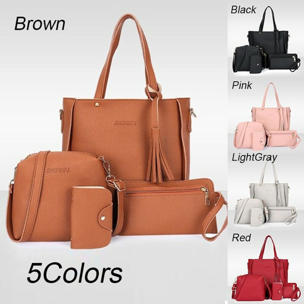 4x/Set Womens Leather Casual Handbag Waterproof Shopping Wallet Card Bag Set