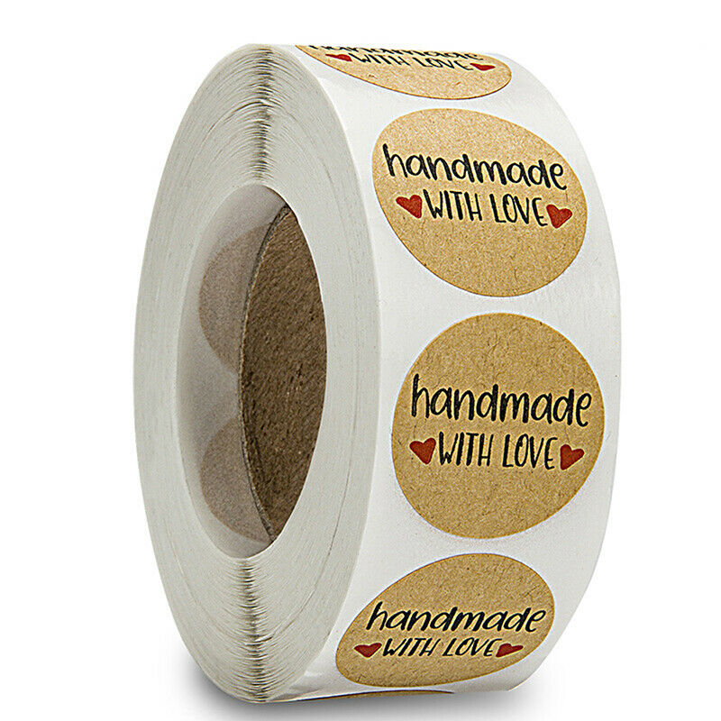500Pcs/Roll Handmade Love Kraft Paper Stickers Envelope Package Seal Labe.l8
