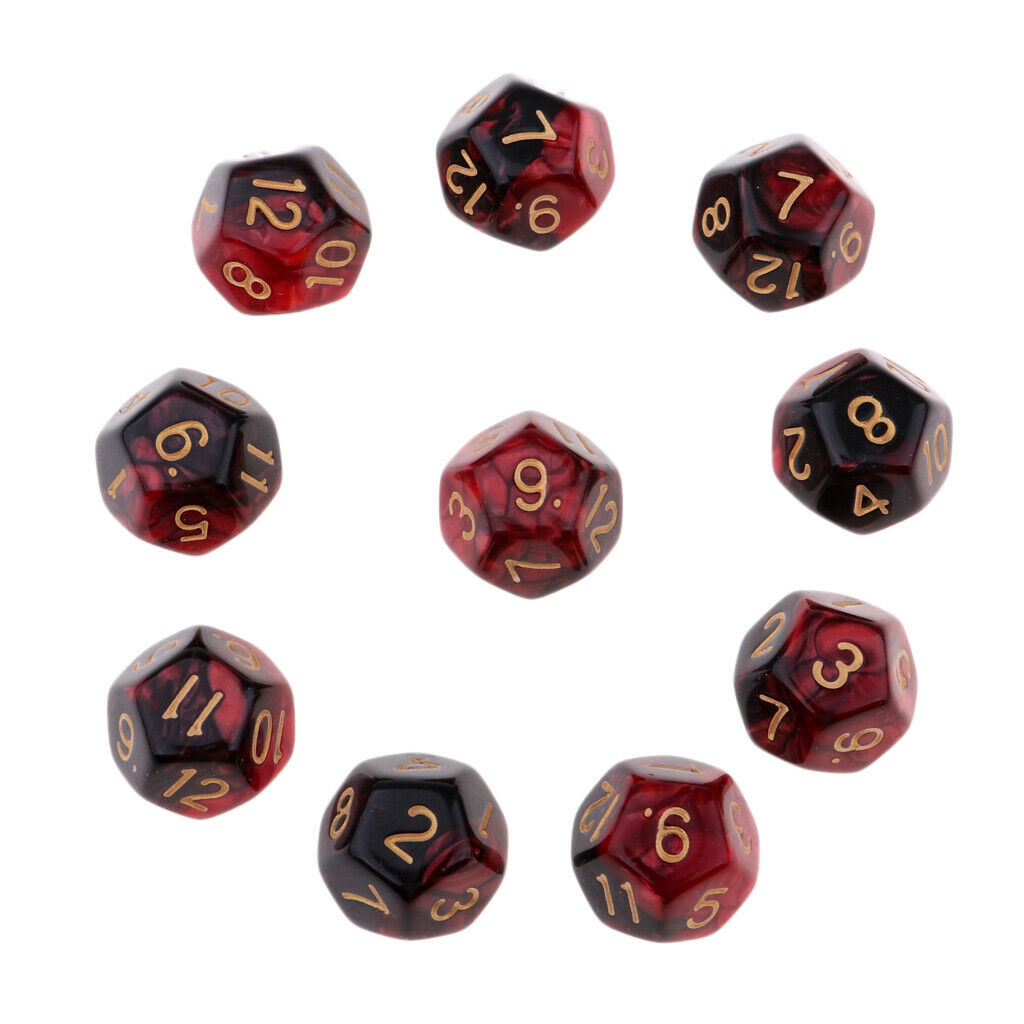 Multi-sided Dice Polyhedron Dice D12 for D&D TRPG Table Game  Black