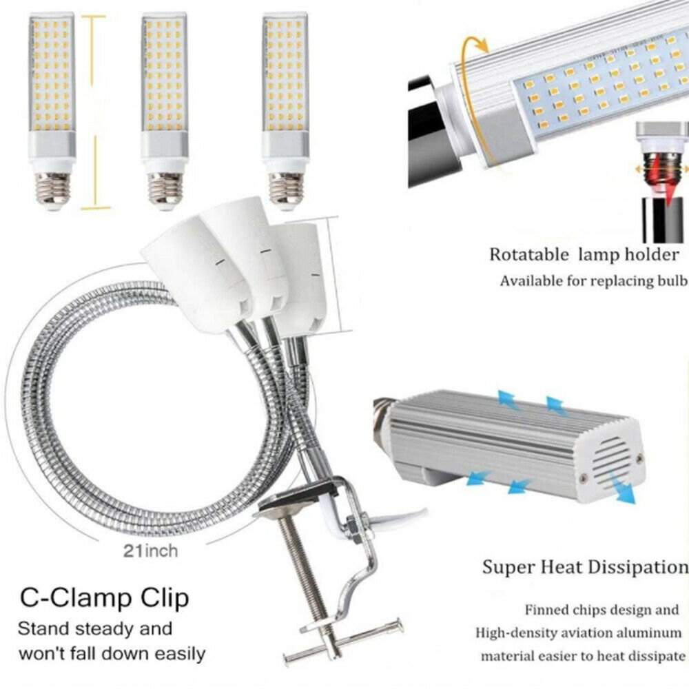 LED Grow Lights Sunlike 68W 132 LED 3-Head Plant Grow Light with Auto ON/Off