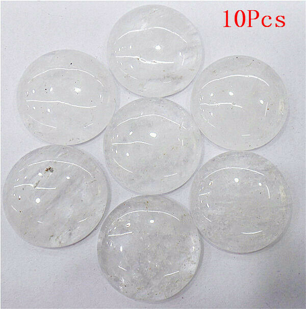 10Pcs 25mm Natural White Crystal Round Cab Cabochon DIY Jewelry Making HH7207