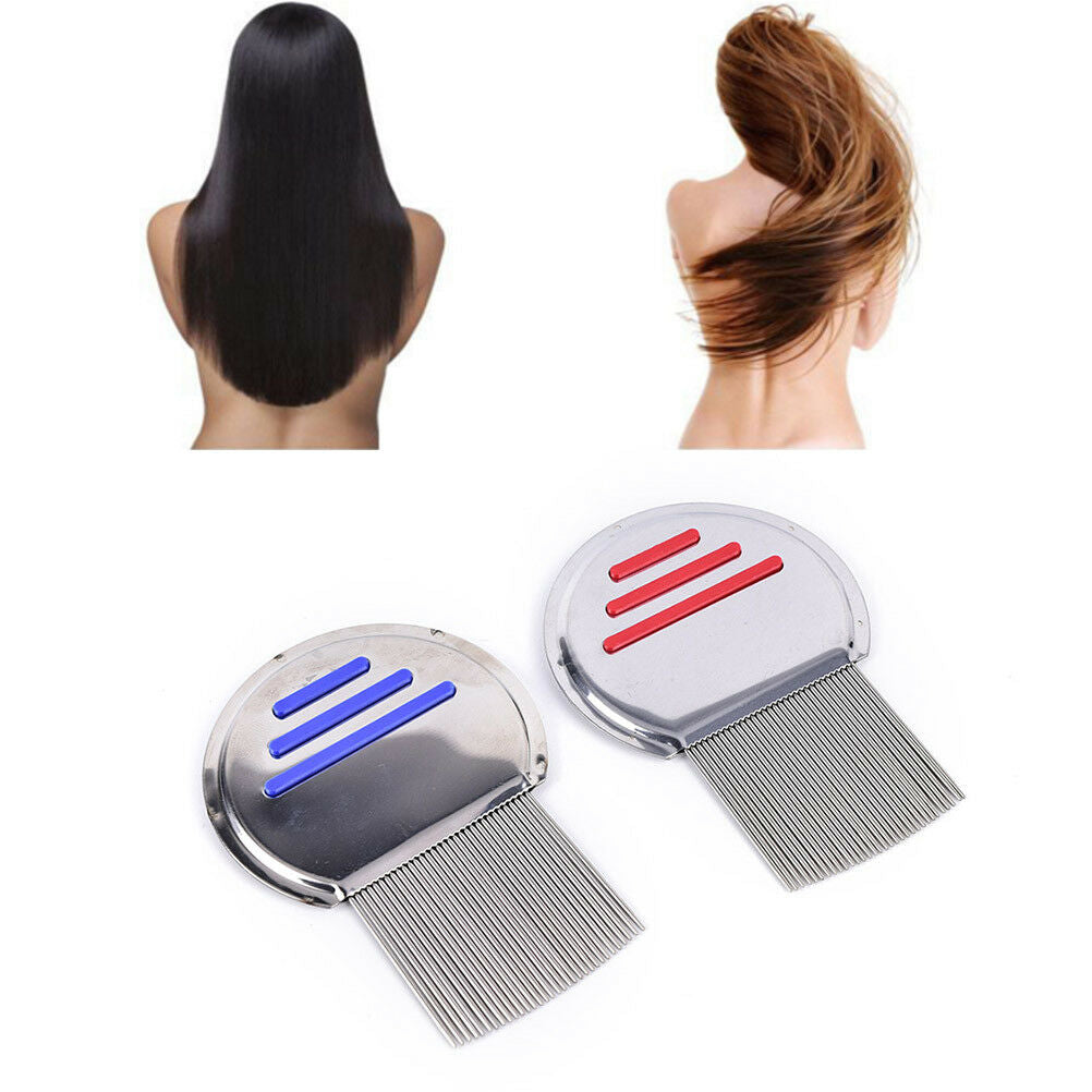 2 Colors Lice Nit Comb Get Down Removal Stainless Steel Metal Head and Tee J Fx