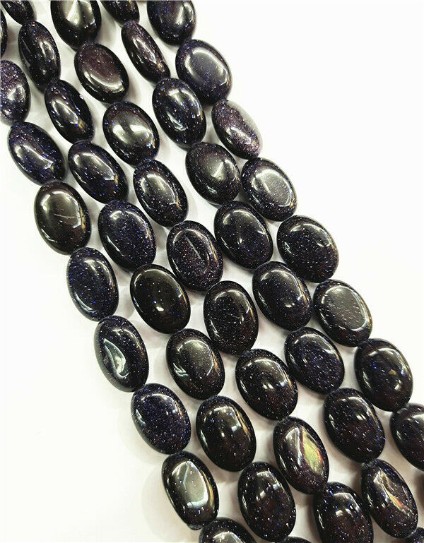1 Strand 14x10x5mm Blue Sand Stone Oval DIY Spacer Loose Beads 15.5inch HH7786