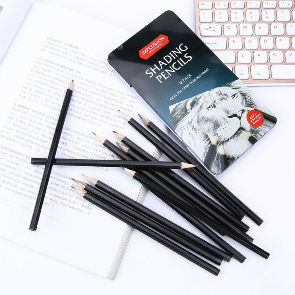 Pre Sharpened Black Wood School Pencils Drawing Art Student Office Supplies 12PC