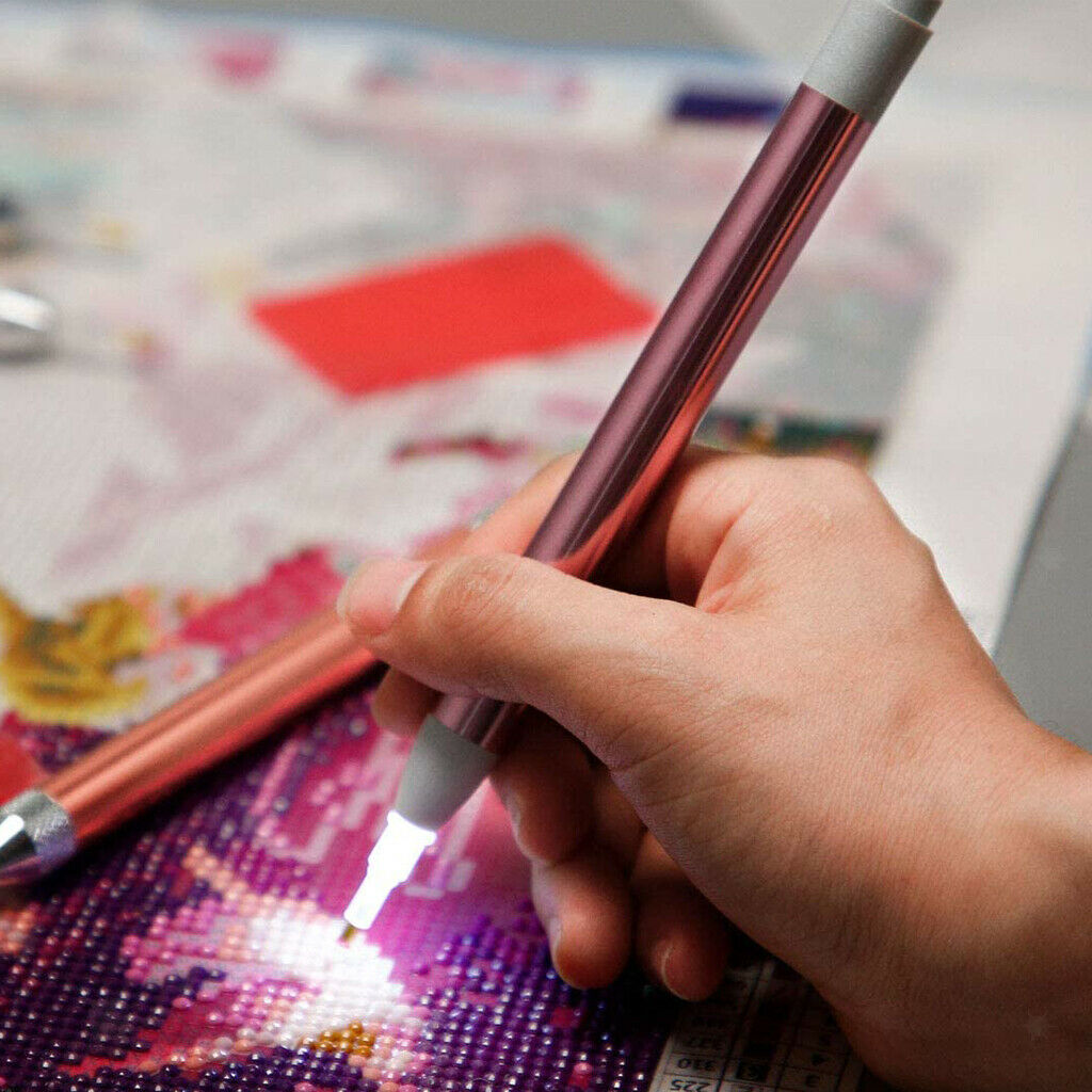 5D Diamond Painting Tool Point Drill Stylus Pen With LED Light Roller Head Kit