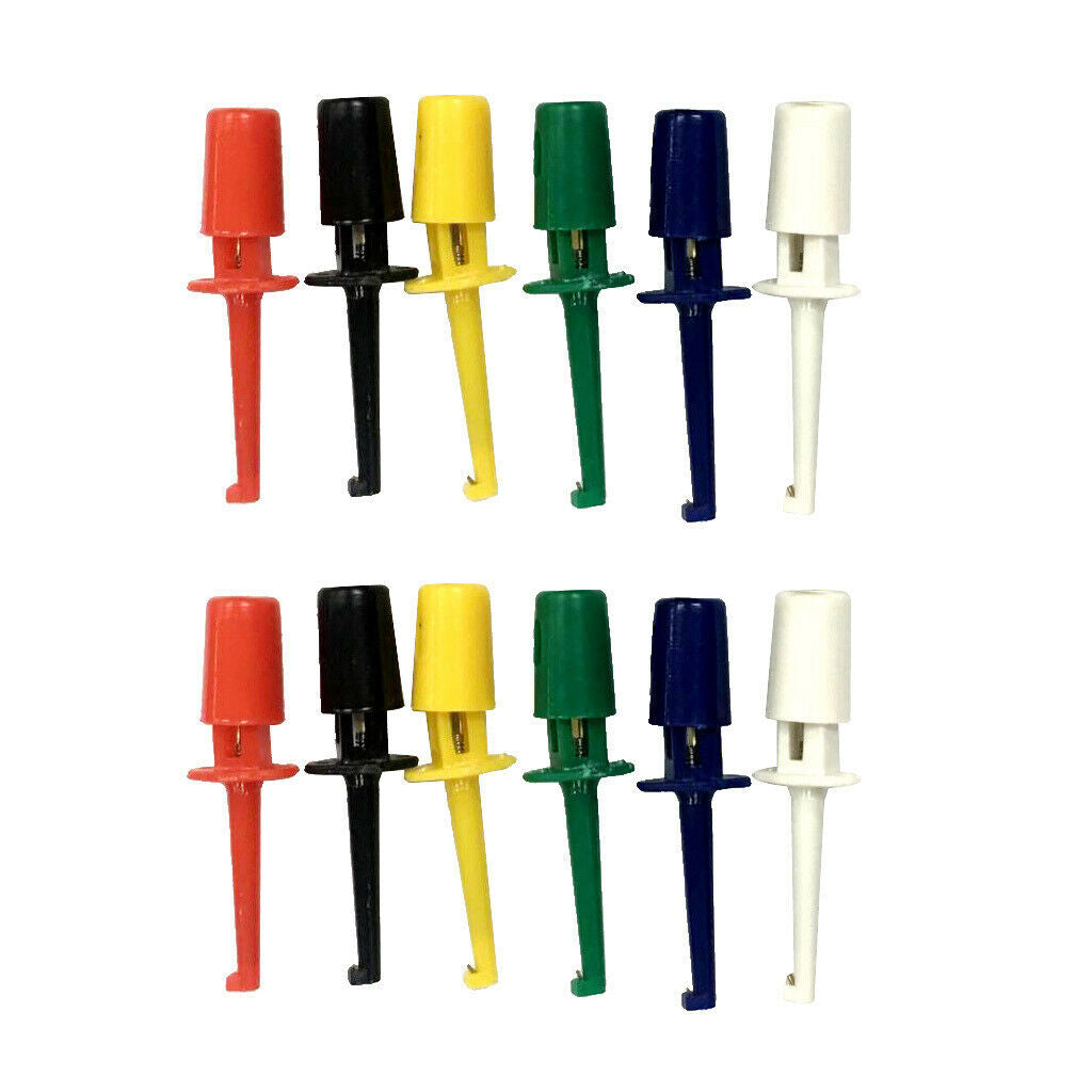 12 pcs 6 colors Grabbers Probes SMD SMT IC Hook Test Clip Flat Cables 42mm