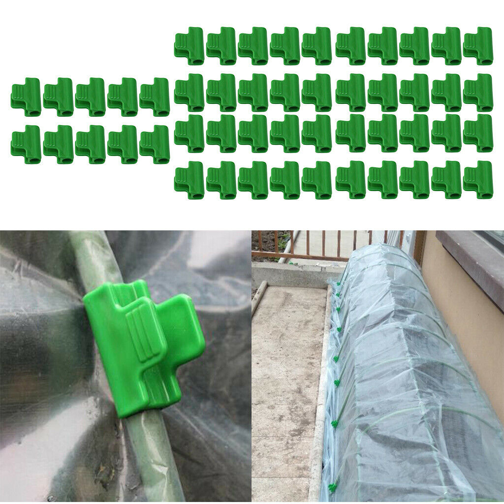 50 Piece Pipe Clamps 11mm/0.43inch Stakes Greenhouse Film Outdoor Garden