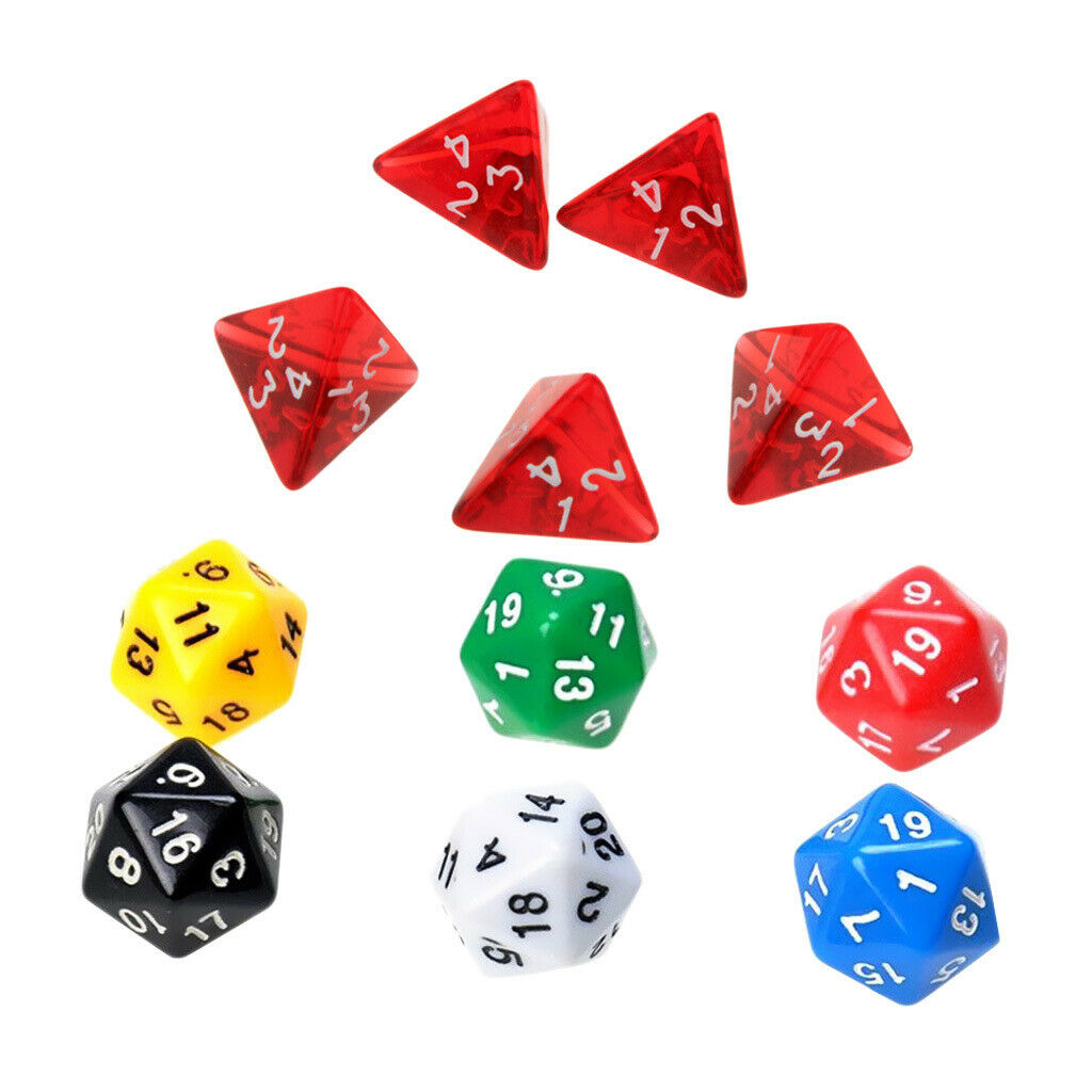 10Pcs Creative Acrylic D4 D20 Dice Role Playing Game for DND Board Game