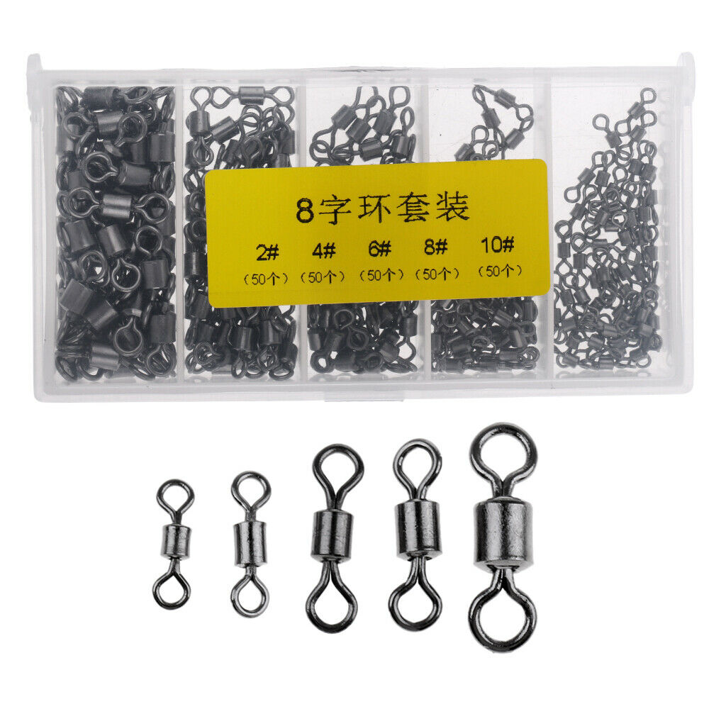 250Pcs Ball Bearing Stainless Steel Fishing Rolling Swivels Connectors