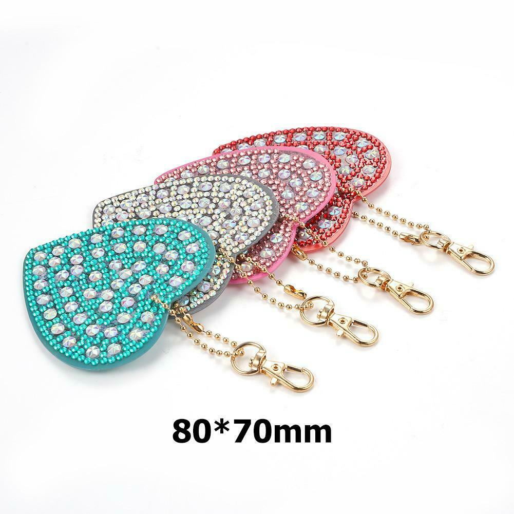 4pcs DIY Full Drill Diamond Painting Special Shaped Heart Key Chain Gifts @