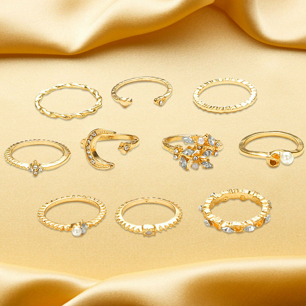 10pcs Rings Star/Moon Theme Ornament Accessory for Women Girl Holiday Travel