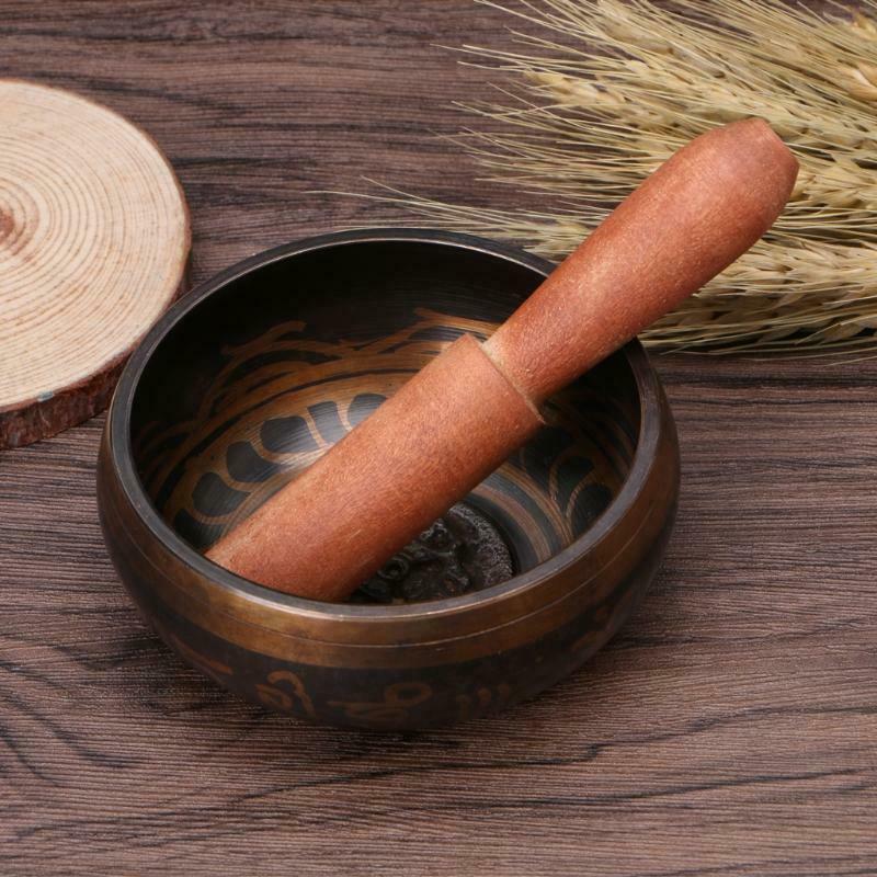 9.5cm Buddhism Tibetan Singing Bowl Hammered Hand Yoga Copper Chakra Meditation