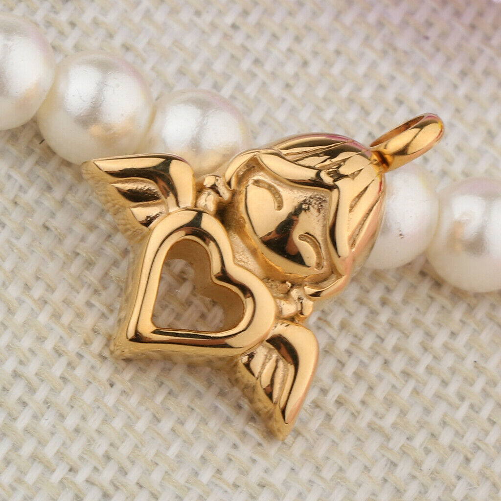 Stainless Steel Angel Wings Heart Urn Necklace Pendant Ashes Keepsake 2Pcs
