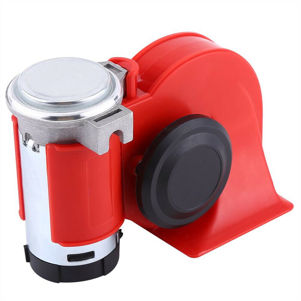 12V 130dB Car Air Horn Red Compact Dual Tone Electric Pump Loud Siren Vehicle