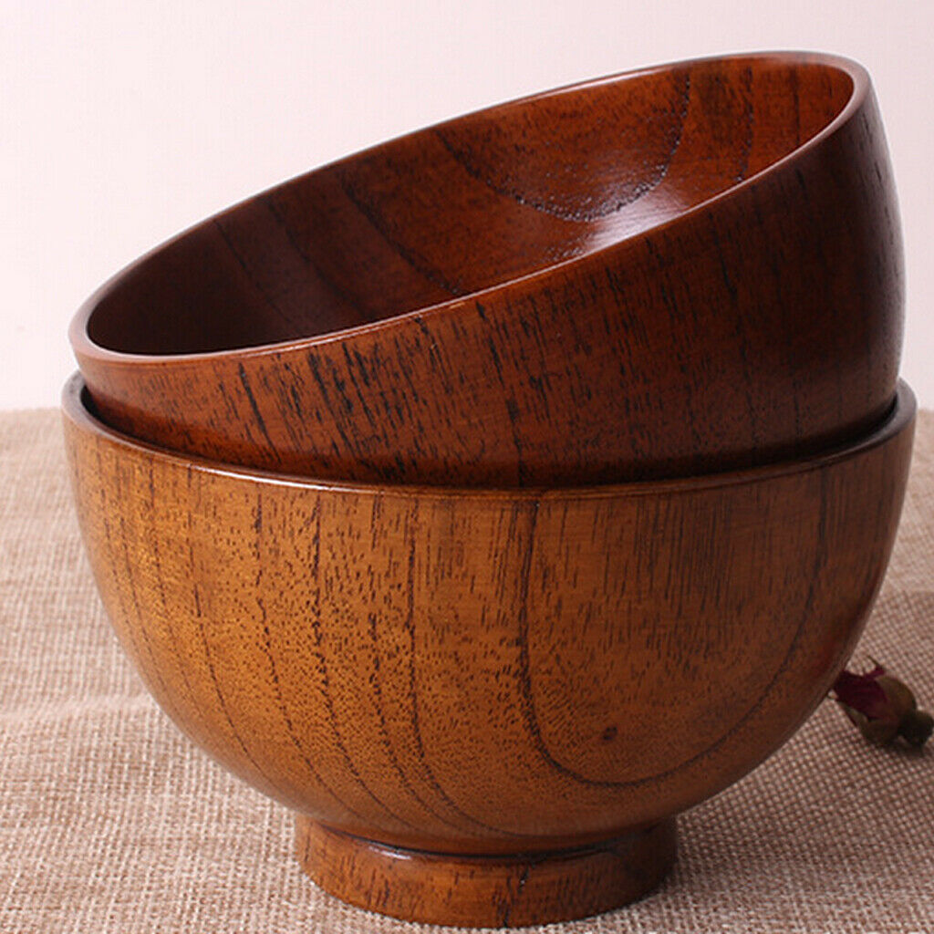 3 pieces Japanese Style Kitchen Wooden Rice Soup Fruit Bowls Set for Kid