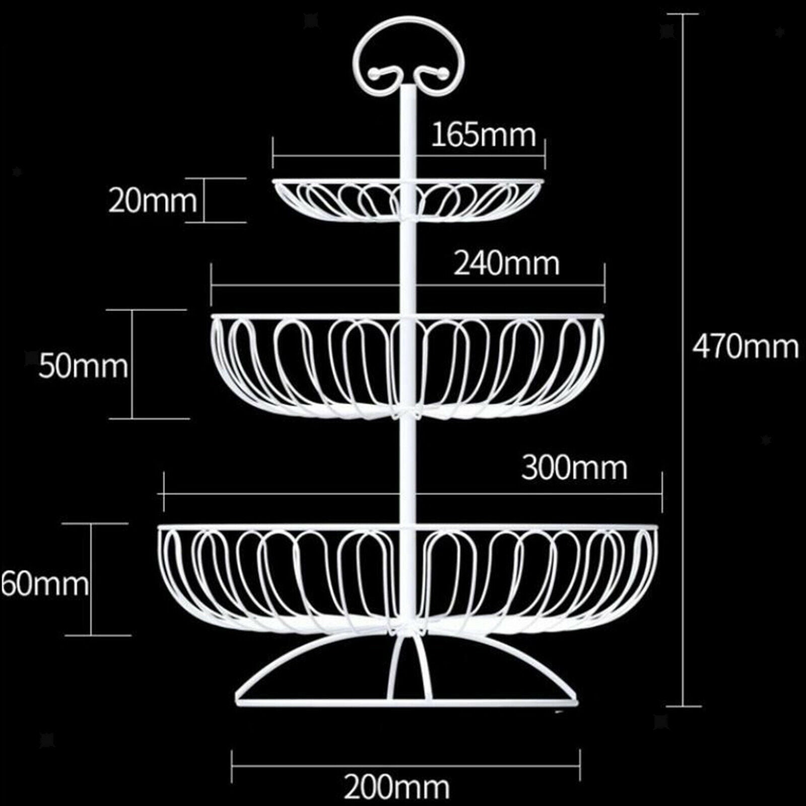 Metal Wire Countertop Basket Rack Stand for Fruit, Vegetables, Snacks White