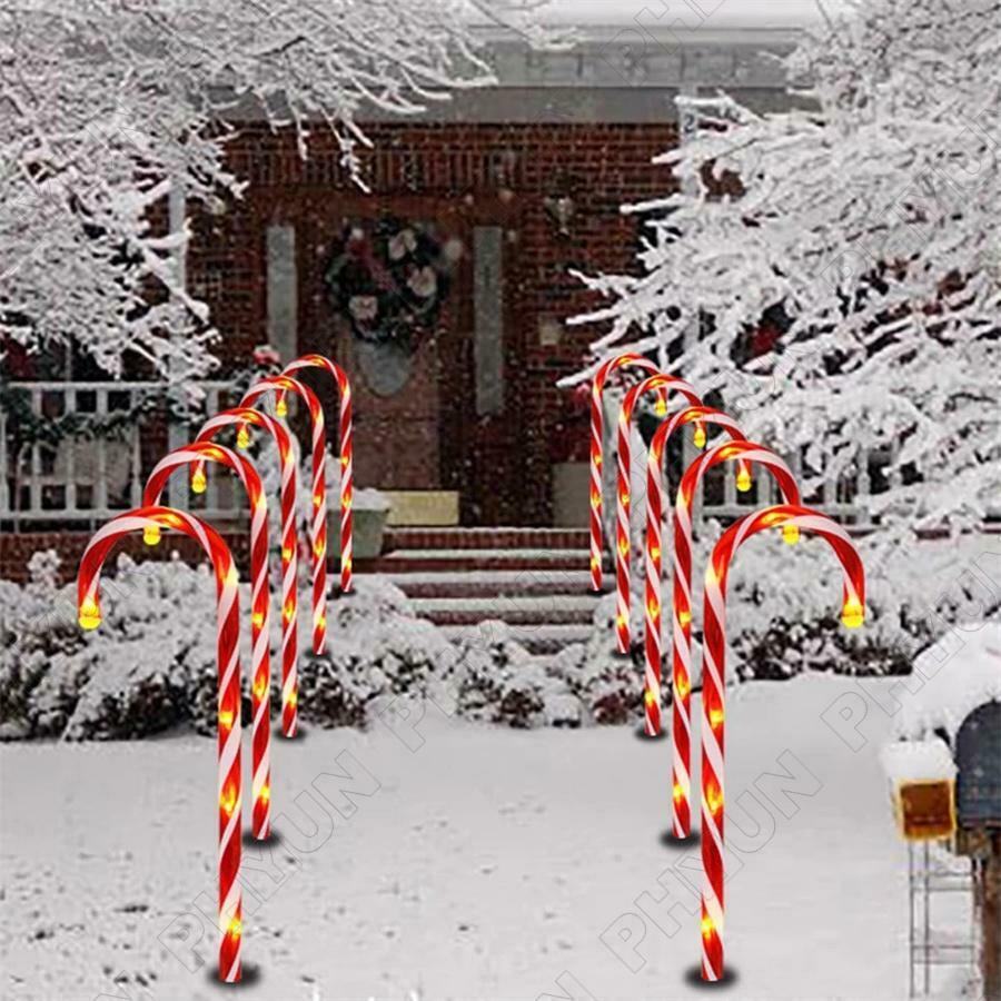 Christmas LED Decoration Lamp Garden Yard Candy Cane Walkway Light Solar Powered