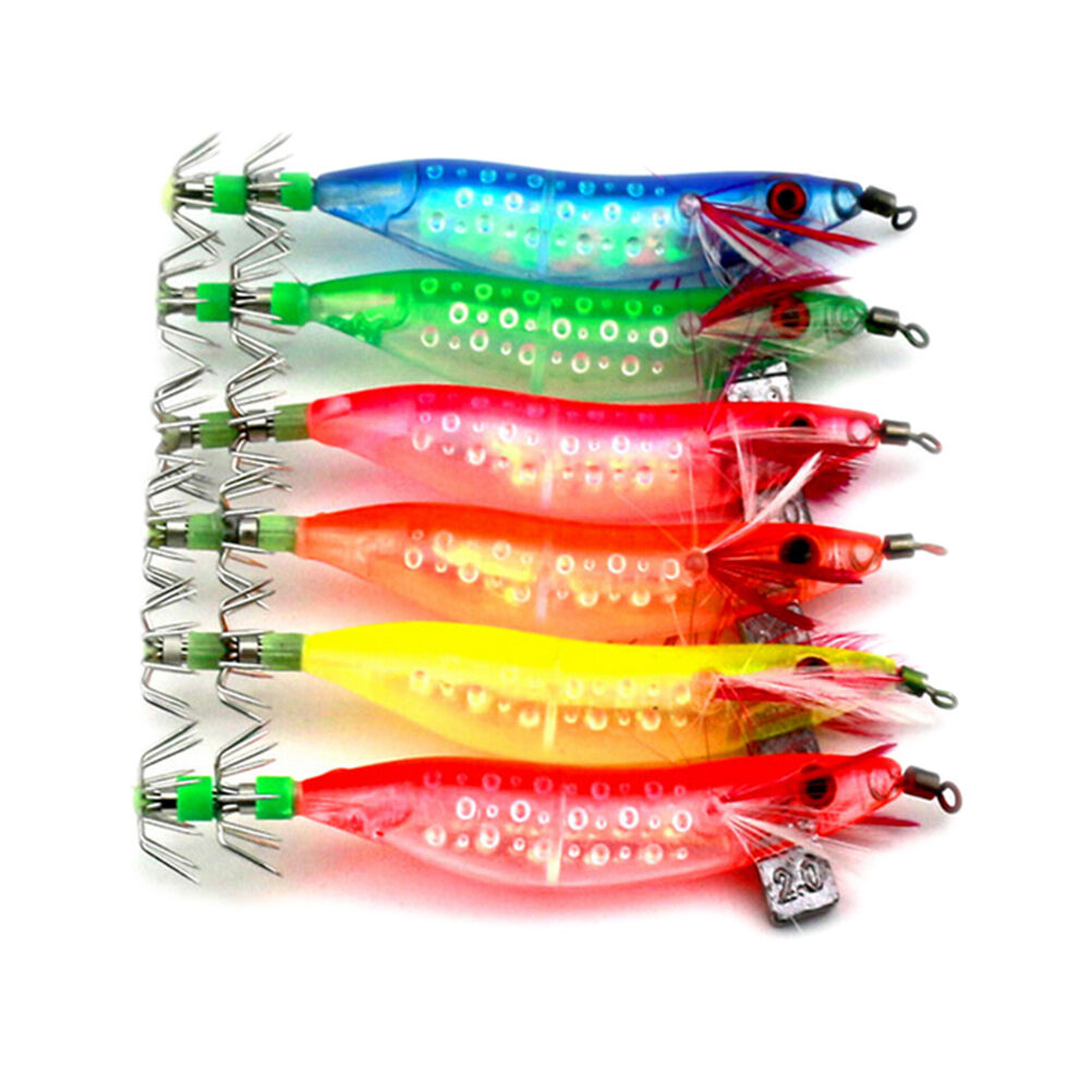 10cm Glow in Dark Luminous Fishing Lures Baits Squid Egi Shrimp jigs Hook.l8