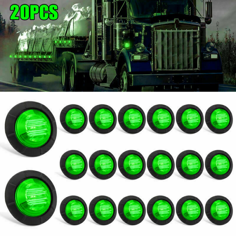 20x 3/4" Green Round LED Side Marker Clearance Bullet Light for Truck Trailer RV