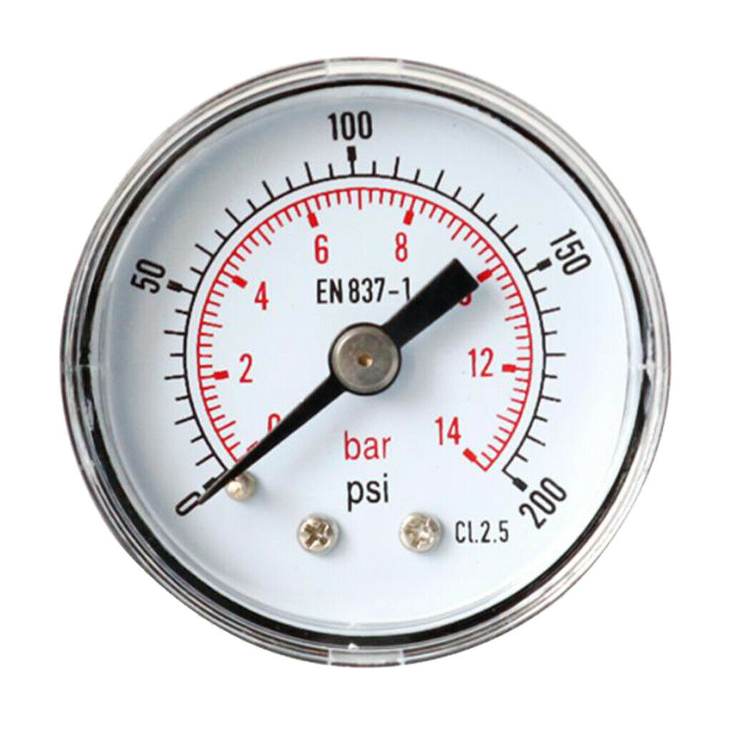 0-200psi 0-14bar -dial Pressure Gauges Air Compressors Metal Meter