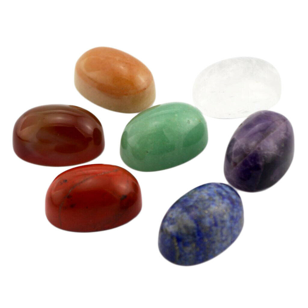 7pcs Reiki Natural Crystal Circle Stone Set Ellipsoid Oval Polished Crystal