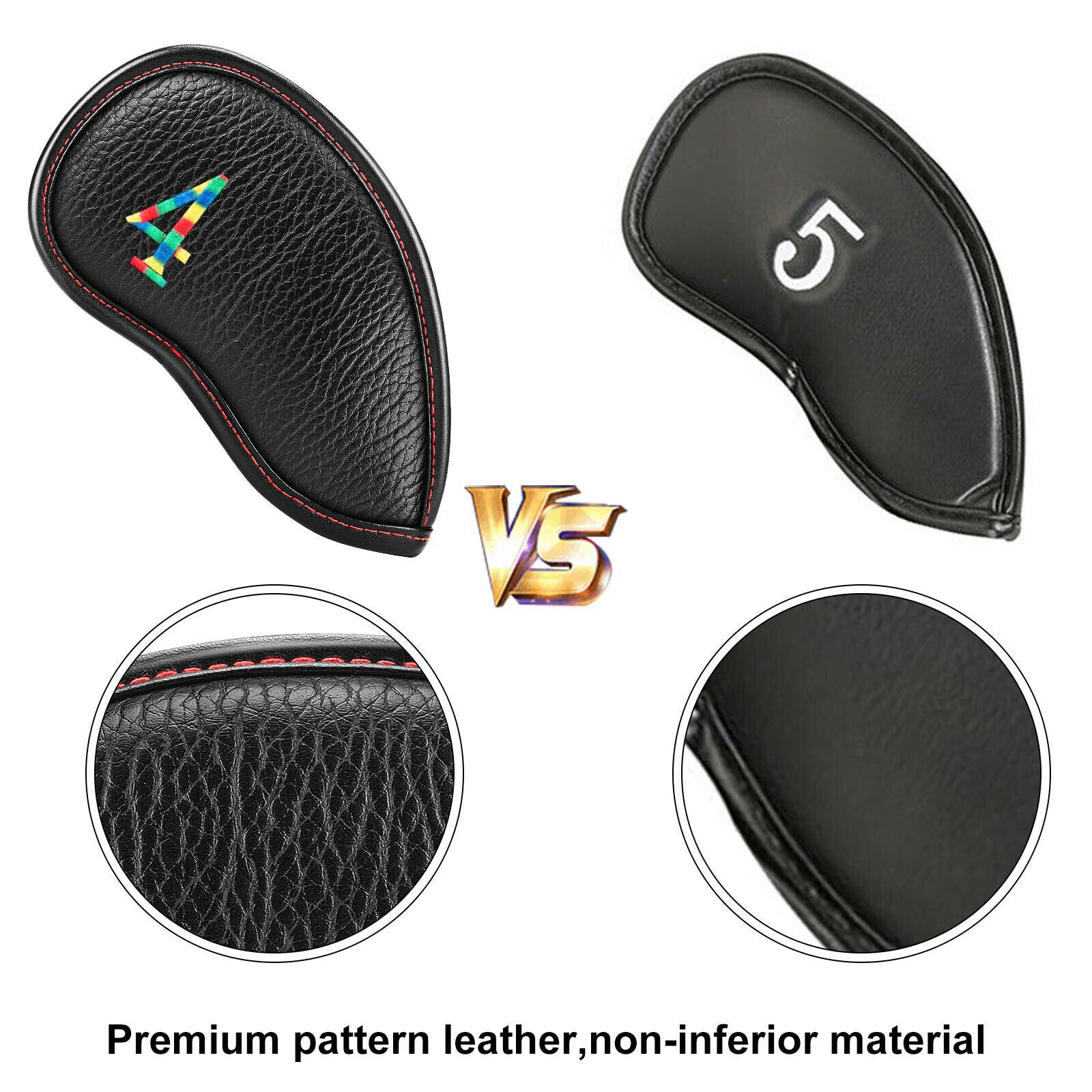 Golf Iron Headcovers Club Covers Set Leather PU 11 Piece Cover Protector