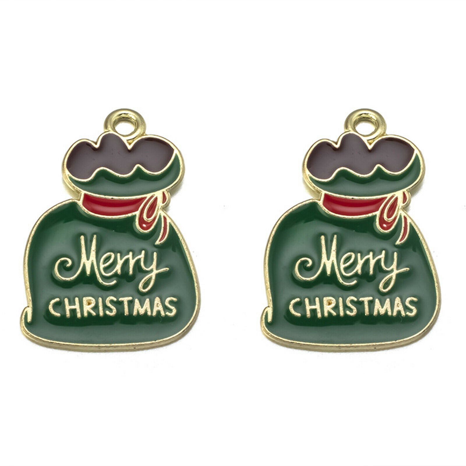 20pcs Alloy Cute Charms Christmas Styles Enamel Pendants DIY Jewelry Making