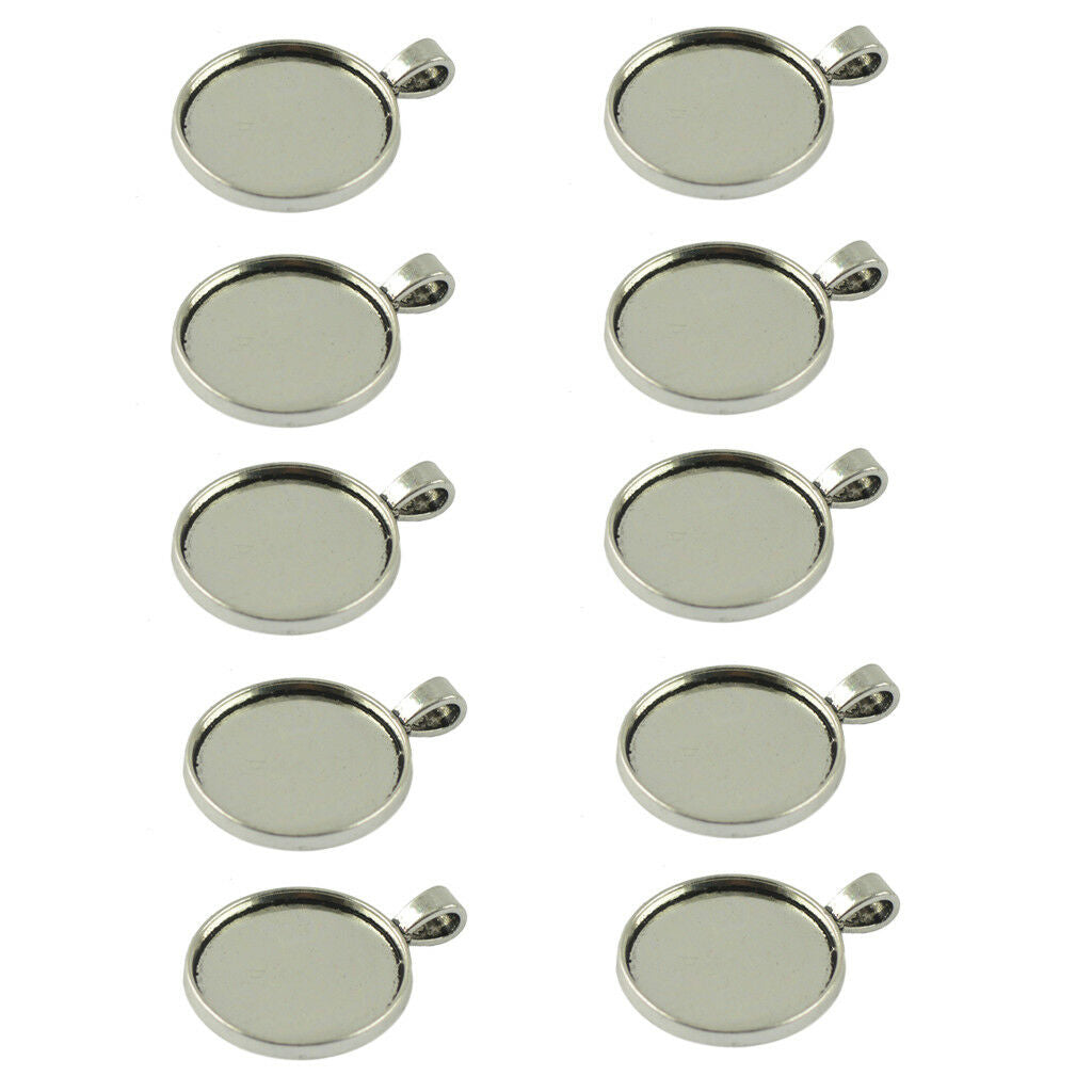 20pcs Sliver Blank Jewelry Making Bezel Tray Cabochon Setting Base DIY Charm