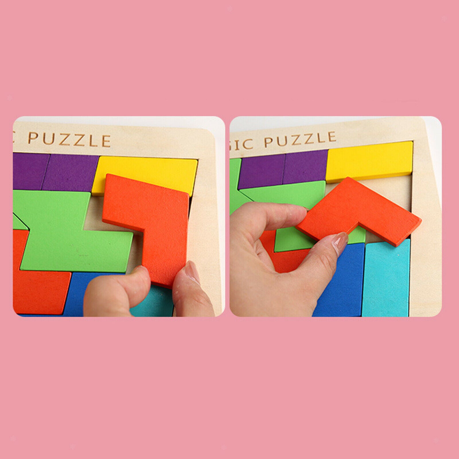 Wood Tangram Puzzle Kids Wood Tangram Puzzle IQ Game Shape Puzzles Brain Teaser
