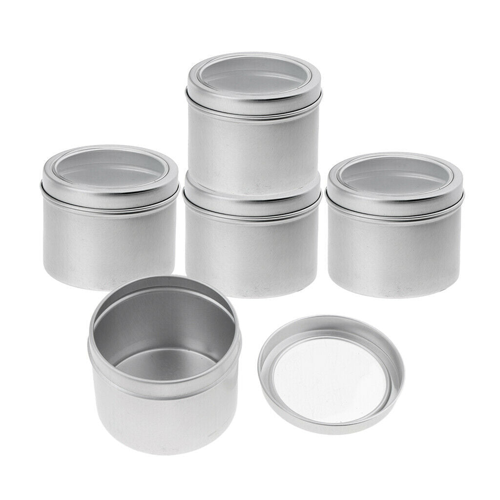 5x Empty Cosmetic Aluminum Tin Storage Pot Round Containers Screw Lid Bottle