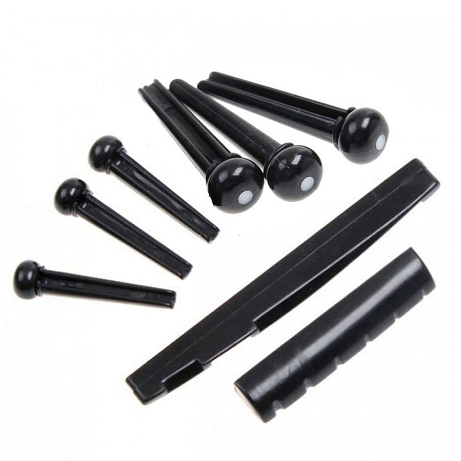 Wooden Guitar Bridge Pins Pegs Slotted Nut Saddle Repairing Kit Accessories