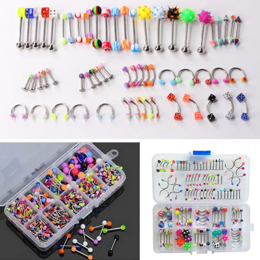 Wholesale Lots Mixed Lip Piercing Body Jewelry Barbell Rings Tongue Ring .l8