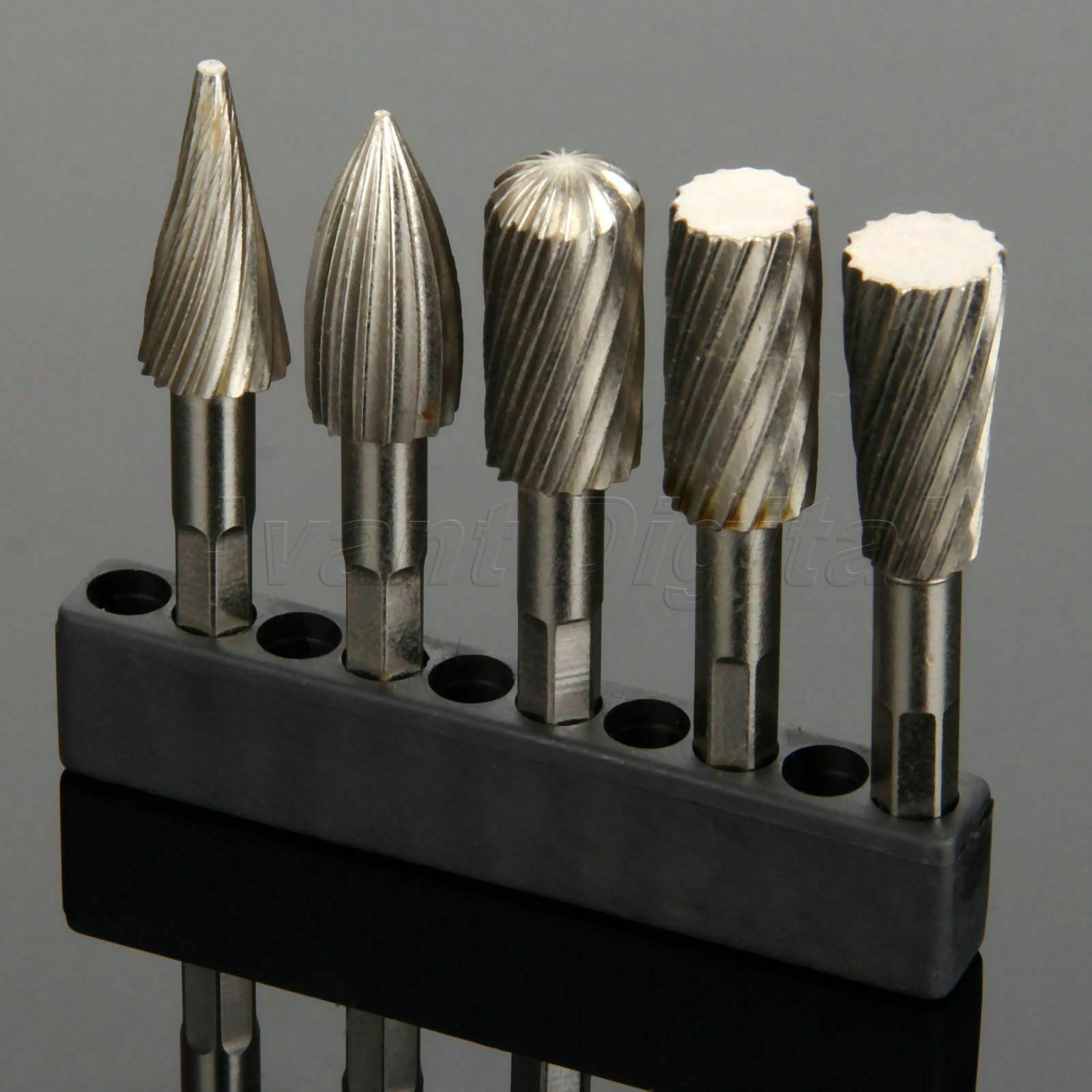 5pc 13mm Head Carbide Rotary Burr Tool Grinder Bit 6.35mm Shank Kit High Quality