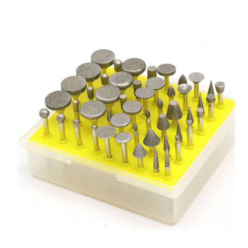 50pcs Polish Coated Grinding Head Rotary Tool Glass Diamond Burr Carving Stone