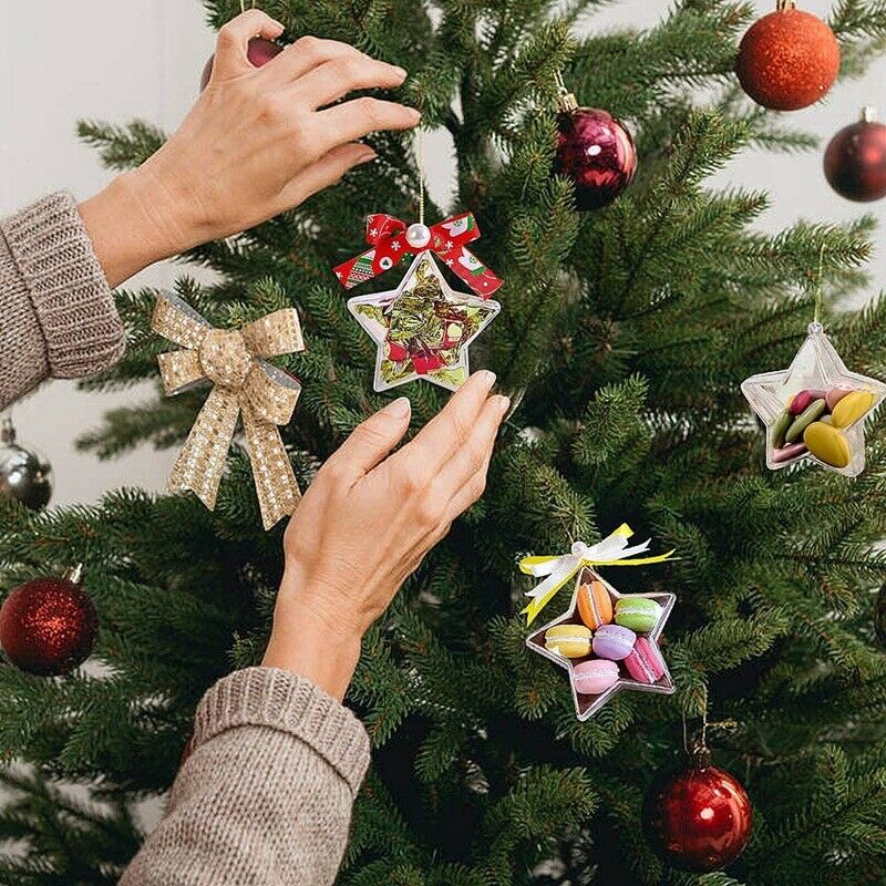 10 Sets 80mm DIY Fillable Balls Clear Plastic Ornaments Balls Christmas TreeN6S7