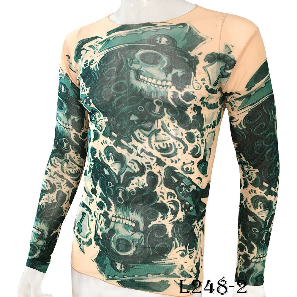 Navy Devil Tattoo Sport T-Shirt Tattoo Tops Biker Cycling Fitness Plus Size