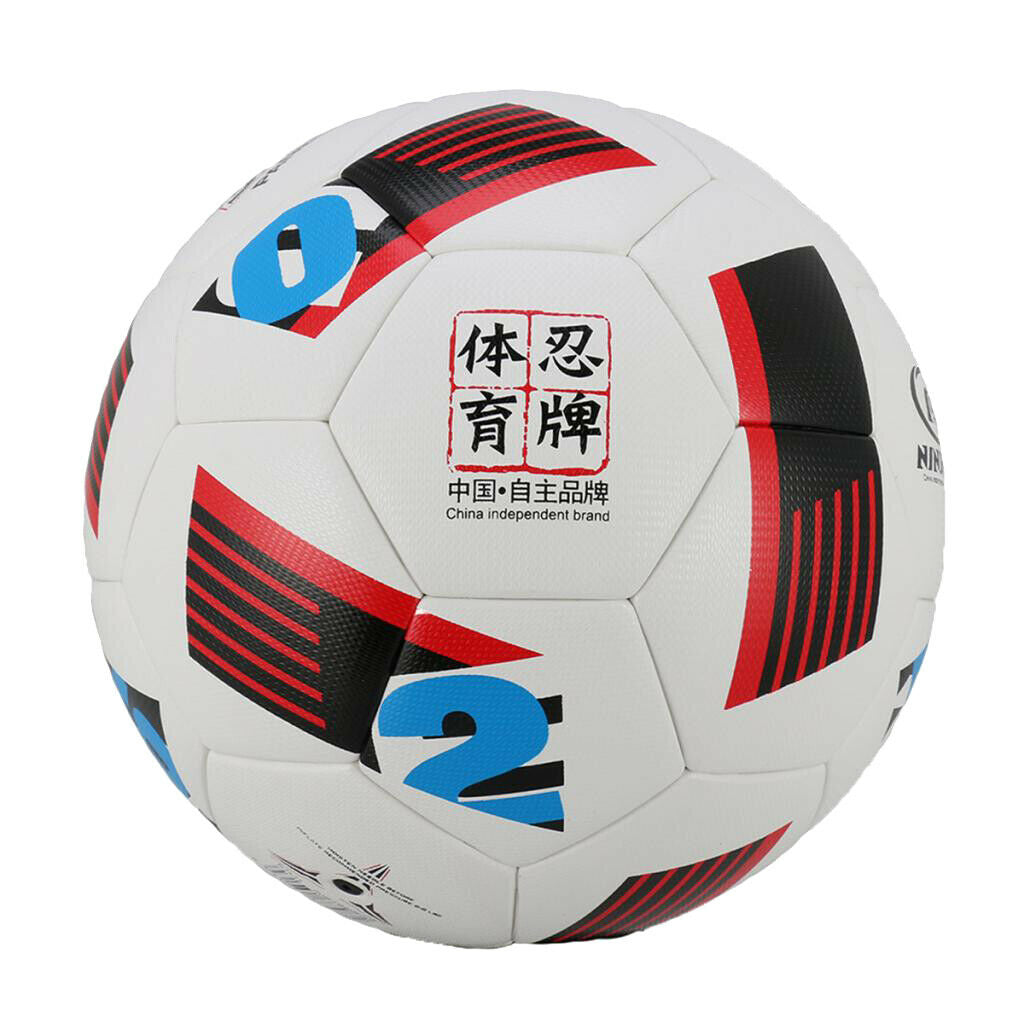 Football Soccer Ball Size 5 Standard PU Indoor Outdoor Training Balls  Red