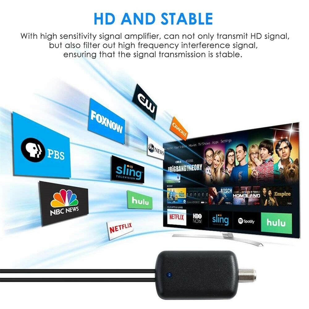 Digital TV Antenna Indoor Ground Wave HDTV Amplified Signal Reciver Booster 4K