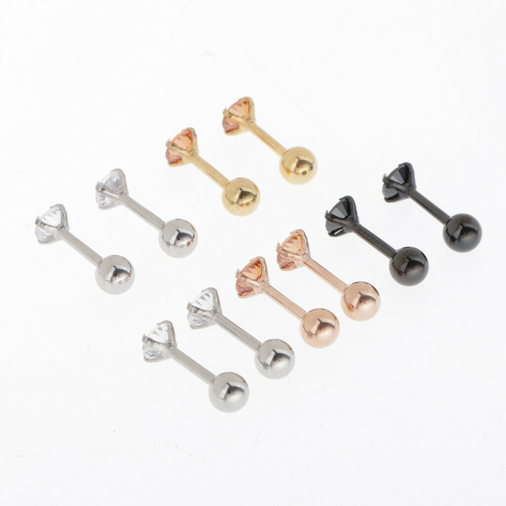 5 Pairs Stainless Steel Ear Stud Earrings Fashion Jewelry 5 Colors