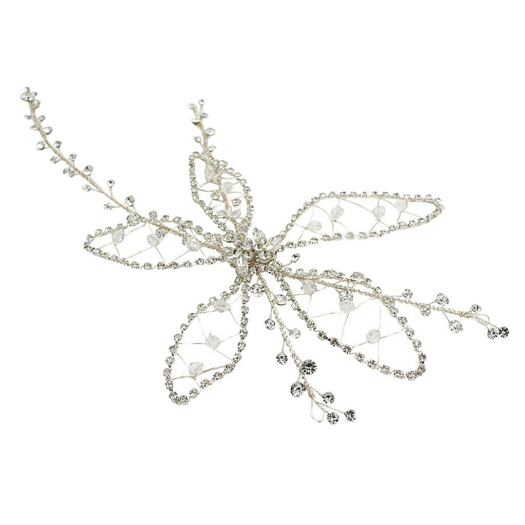 Elegant Rhinestone Flower Leaf Bridal Side Hair Clip Headband Hair Jewelry