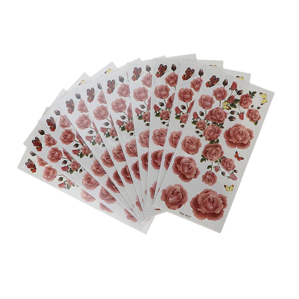 Pack of 10 Sheets Party Waterproof Flower Temporary Tattoo Stickers TBX-037