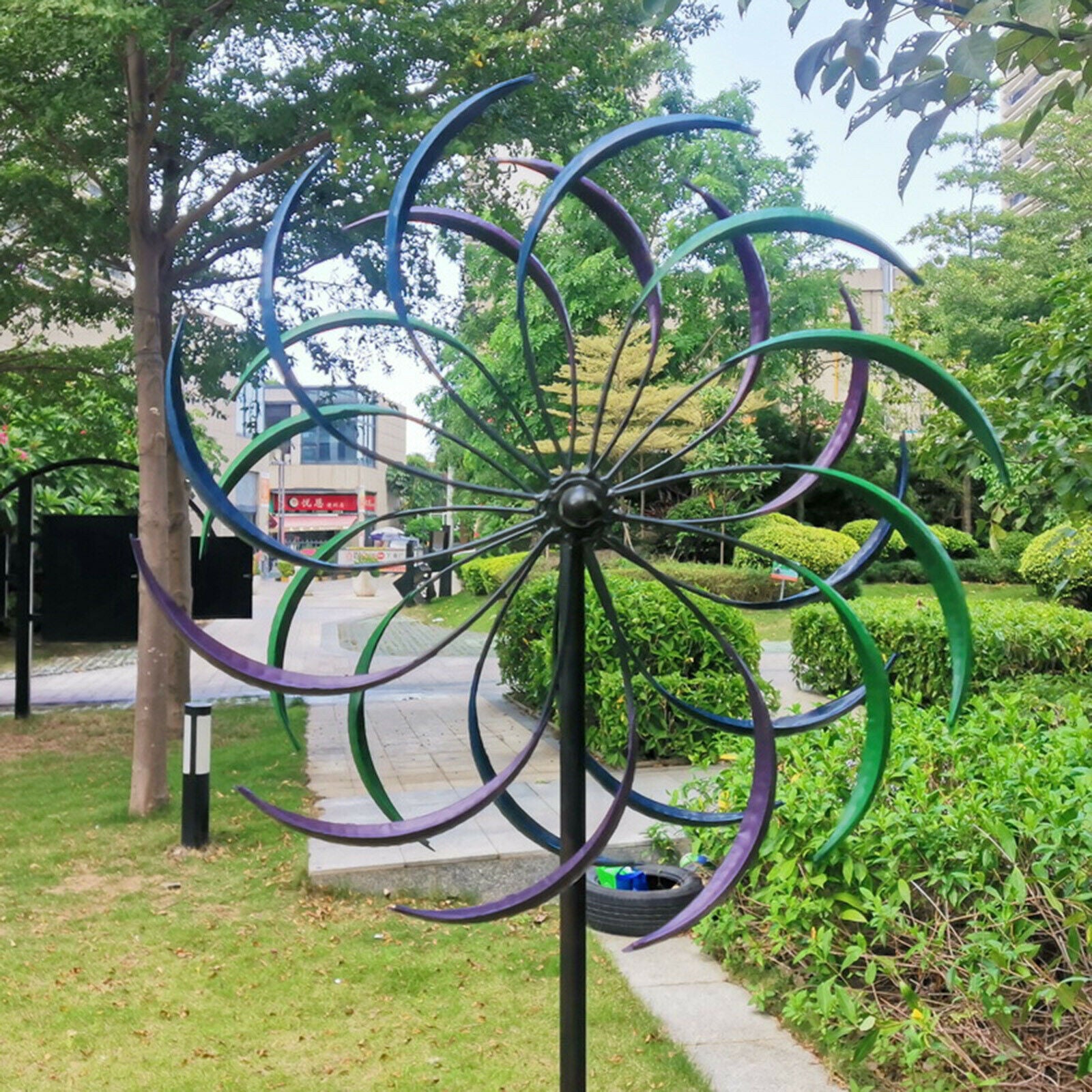 16inch Wind Spinner Rainbow Decorative Double-Layer Windmill Patio Ornament