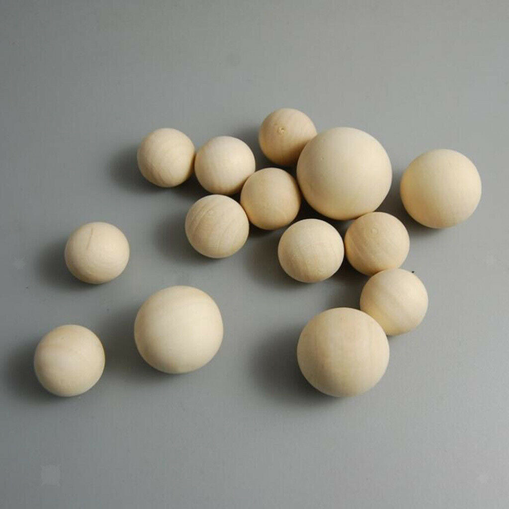 Round Wood Beads 14 MM Unfinished Spacer Beads Natural Craft Loose Beads For DIY
