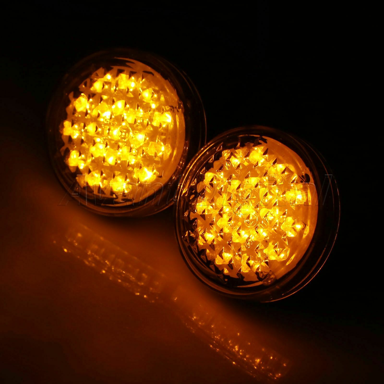Black Lens 20 LED Motorcycle Round Black Shell Amber Turn Signal Light Indicator