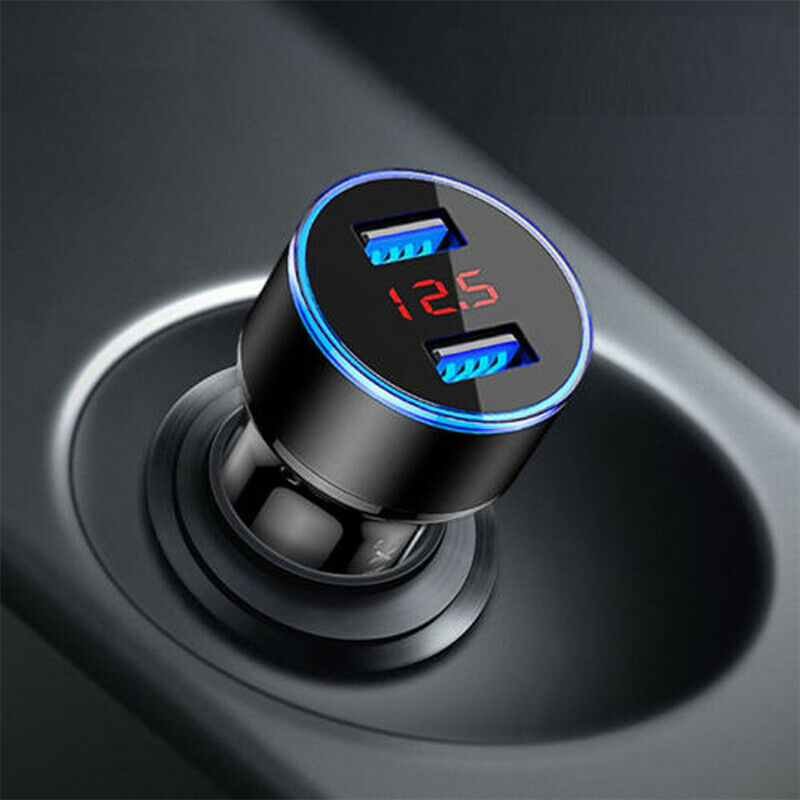 3.1A Dual USB Port Digital Car Cigarette Charger Lighter 12V/24V LED Voltmeter