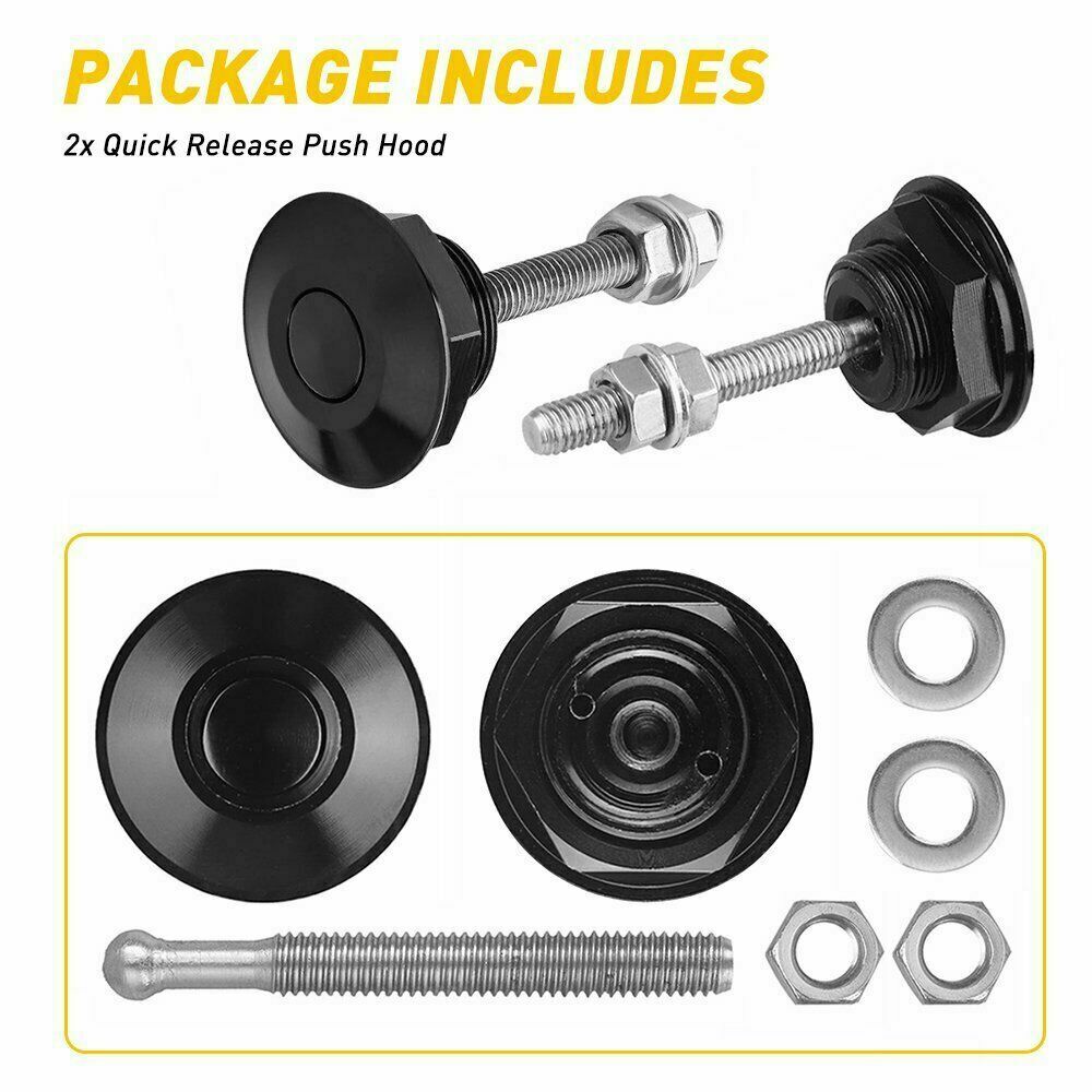Auto Car Push Button Quick Release Hood Bonnet Pins Lock Clip Bumper Latch Kit