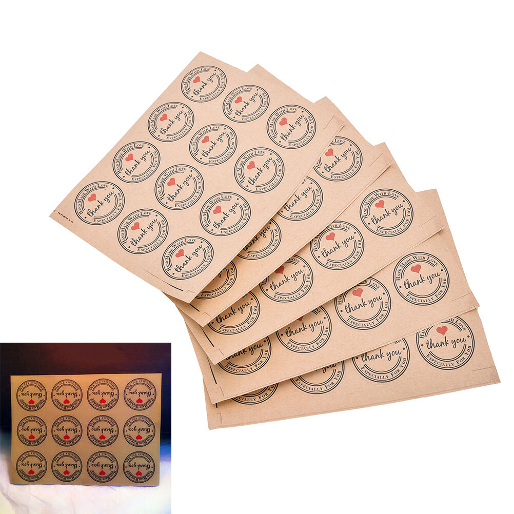 60x Thank You Self-adhesive Stickers Kraft Label Stickers Gifts Labels Pap.l8